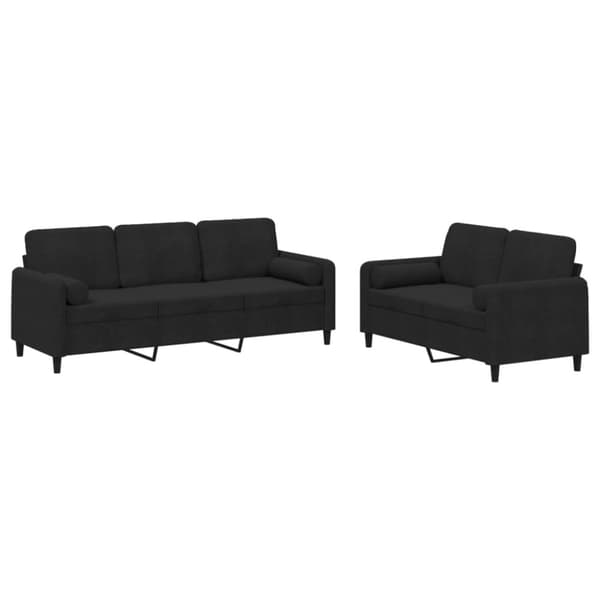 vidaXL sofasæt 2 dele med puder velour sort
