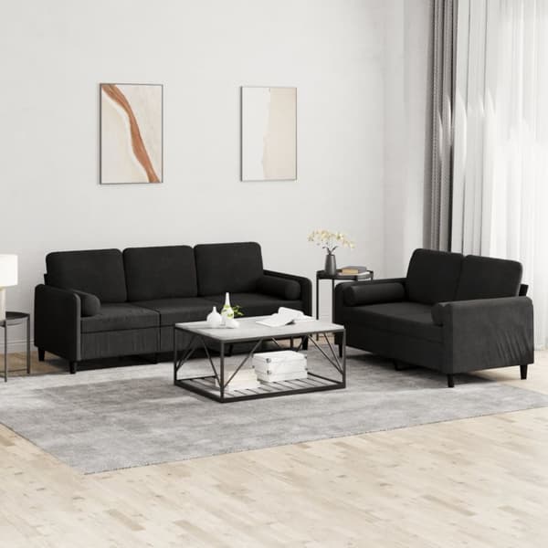 vidaXL sofasæt 2 dele med puder velour sort