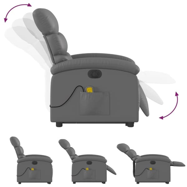 vidaXL massagestol med løftefunktion kunstlæder grå