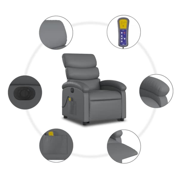 vidaXL massagestol med løftefunktion kunstlæder grå