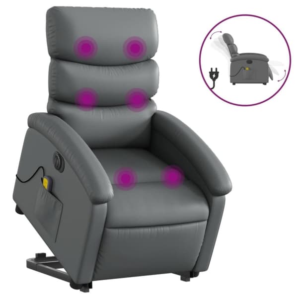 vidaXL massagestol med løftefunktion kunstlæder grå