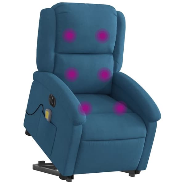 vidaXL massagestol med løftefunktion velour blå