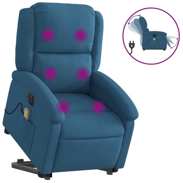 vidaXL massagestol med løftefunktion velour blå