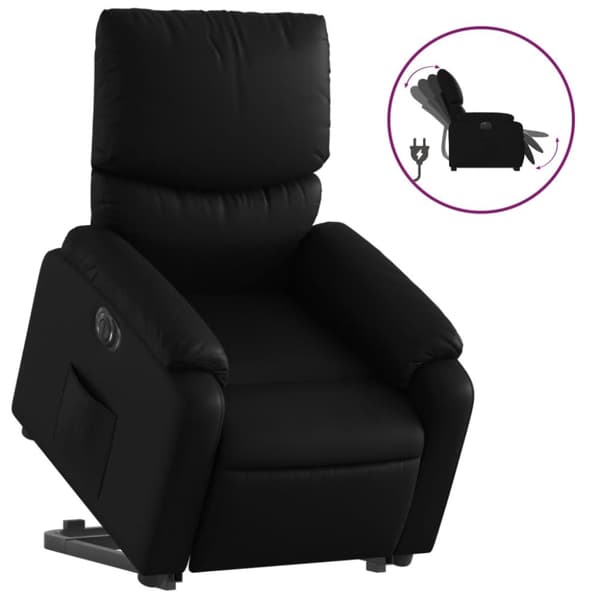 vidaXL Reclinerfåtölj med uppresningshjälp svart konstläder