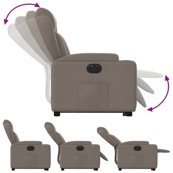 vidaXL Elektrisk reclinerfåtölj med uppresningshjälp taupe tyg