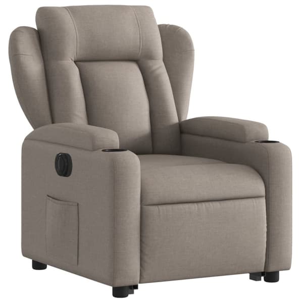 vidaXL Elektrisk reclinerfåtölj med uppresningshjälp taupe tyg