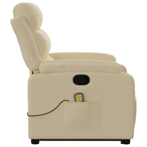 vidaXL Massagefåtölj med uppresningshjälp gräddvit tyg