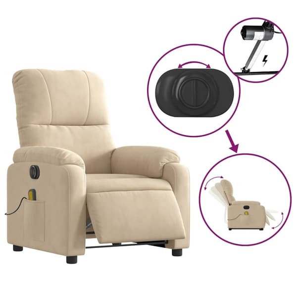 vidaXL Elektrisk massagefåtölj med uppresningshjälp mikrofibertyg