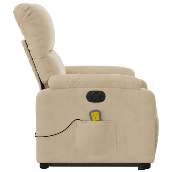 vidaXL massagestol med løftefunktion mikrofiberstof cremefarvet