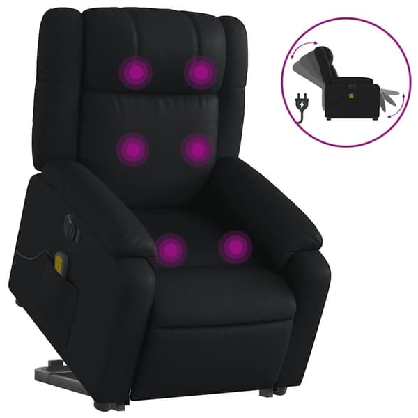 vidaXL Massagefåtölj med uppresningshjälp svart konstläder