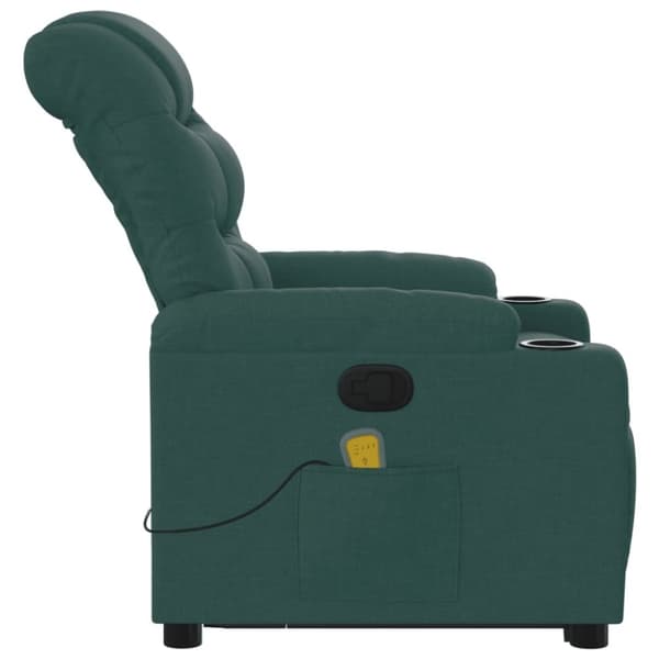 vidaXL Massagefåtölj med uppresningshjälp mörkgrön tyg
