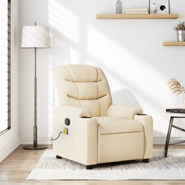 vidaXL massagestol stof cremefarvet