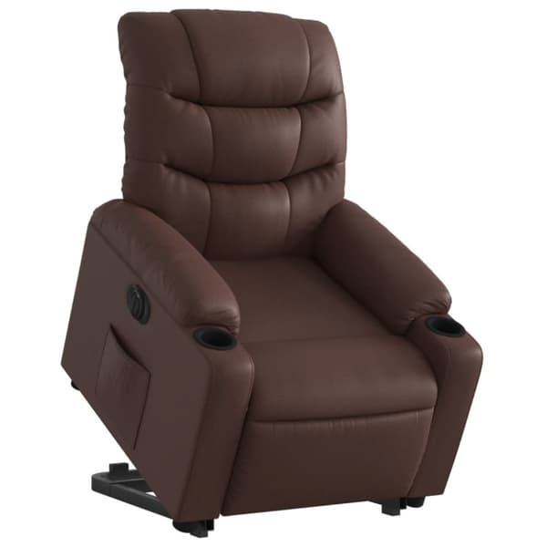 vidaXL Reclinerfåtölj med uppresningshjälp brun konstläder