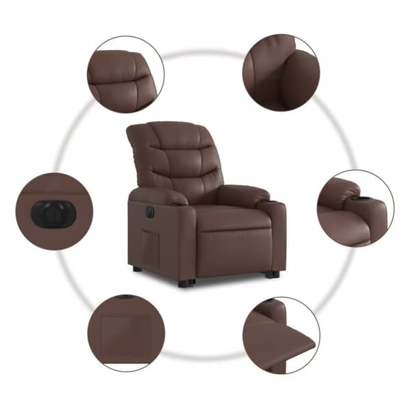 vidaXL Reclinerfåtölj med uppresningshjälp brun konstläder