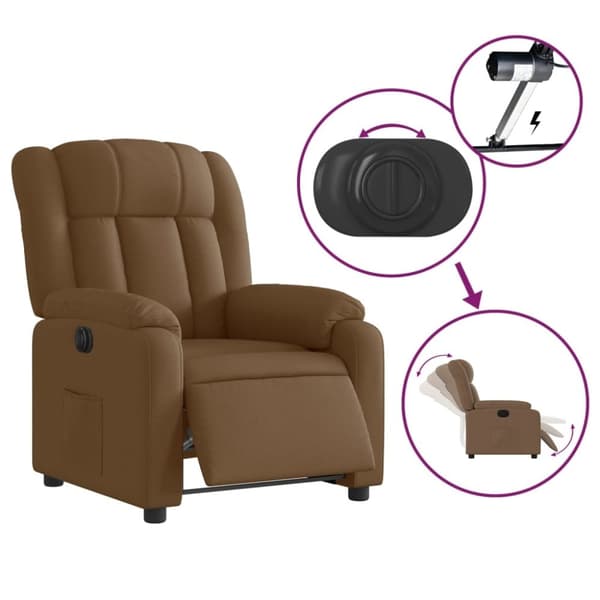 vidaXL Elektrisk reclinerfåtölj Brun tyg