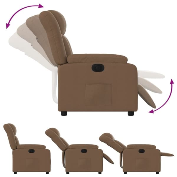 vidaXL Elektrisk reclinerfåtölj Brun tyg