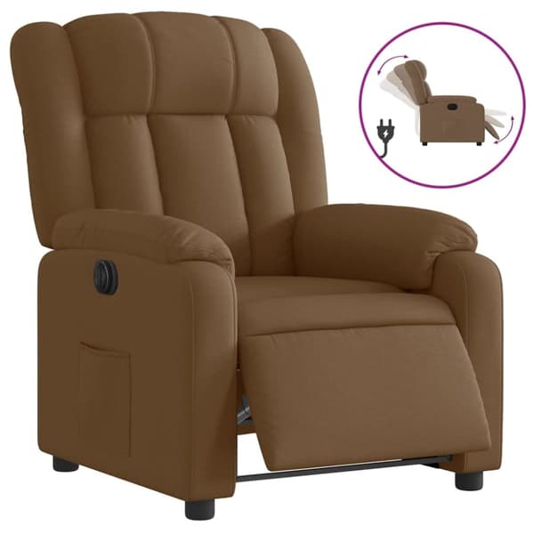 vidaXL Elektrisk reclinerfåtölj Brun tyg