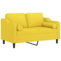 Miniatyrbillede 3 af 8: vidaXL 2-personers sofa med pyntepuder 120 cm stof lysegul