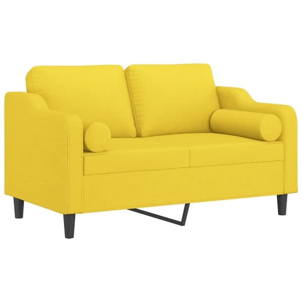 vidaXL 2-personers sofa med pyntepuder 120 cm stof lysegul