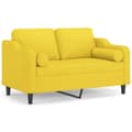 Miniatyrbillede 2 af 8: vidaXL 2-personers sofa med pyntepuder 120 cm stof lysegul