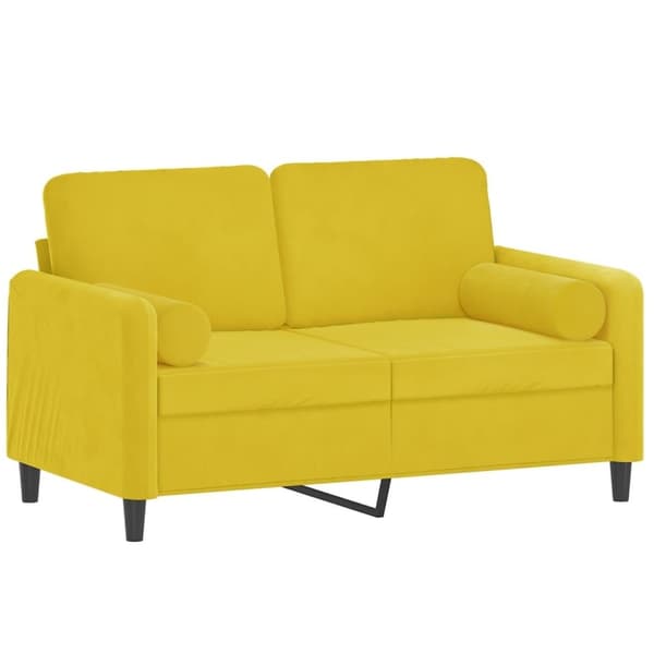 vidaXL 2-sitssoffa med prydnadskuddar gul 120 cm sammet