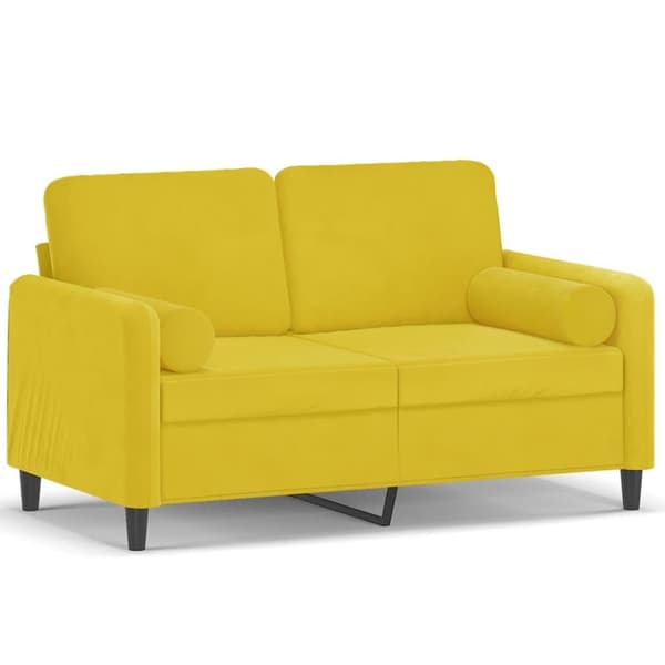 vidaXL 2-sitssoffa med prydnadskuddar gul 120 cm sammet