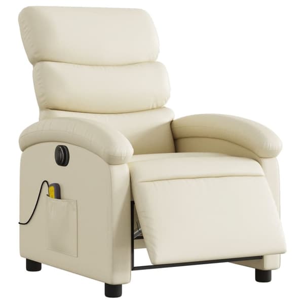 vidaXL Elektrisk massagefåtölj gräddvit konstläder