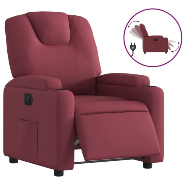 vidaXL Elektrisk reclinerfåtölj vinröd tyg
