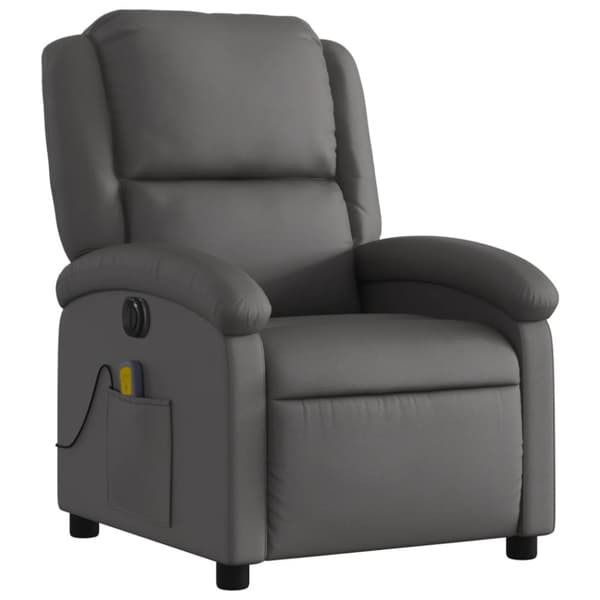 vidaXL Elektrisk massagefåtölj grå äkta läder