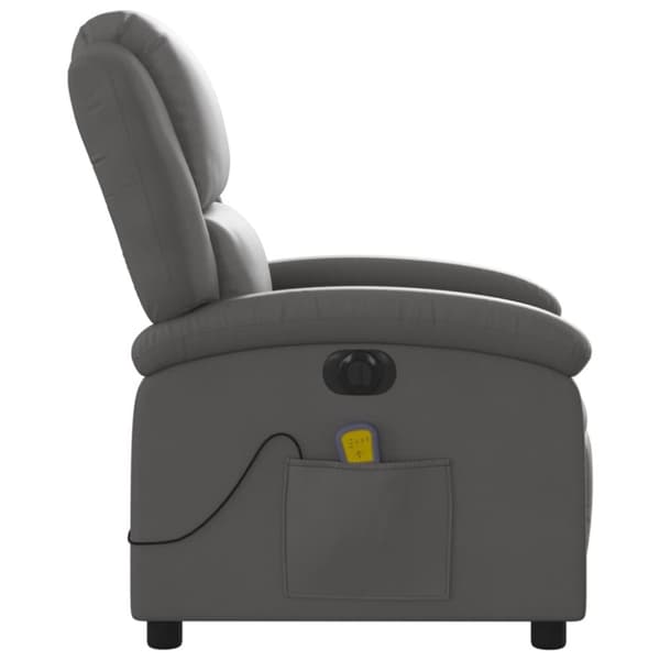vidaXL Elektrisk massagefåtölj grå äkta läder