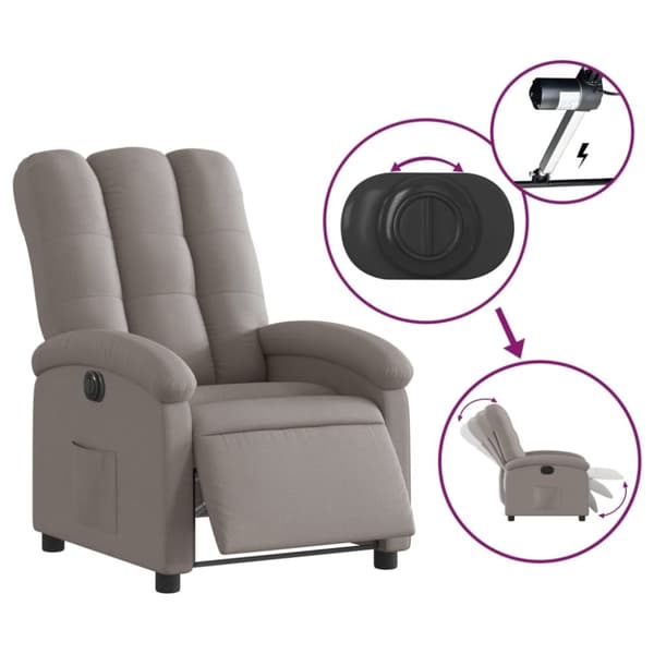 vidaXL Elektrisk reclinerfåtölj taupe tyg