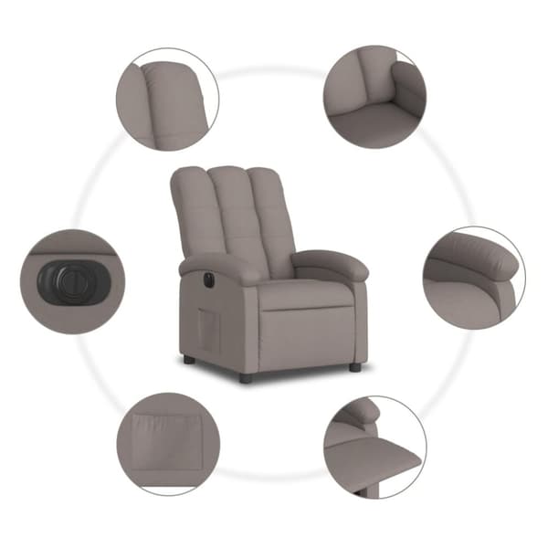 vidaXL Elektrisk reclinerfåtölj taupe tyg