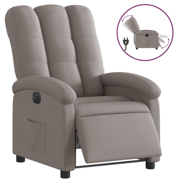 vidaXL Elektrisk reclinerfåtölj taupe tyg