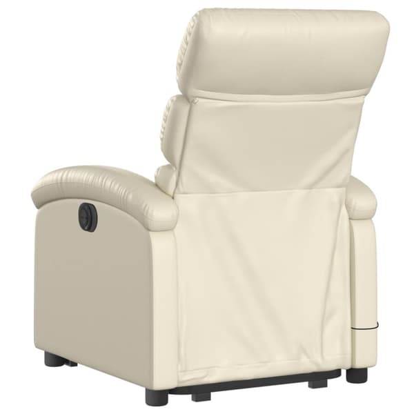 vidaXL Massagefåtölj med uppresningshjälp gräddvit konstläder