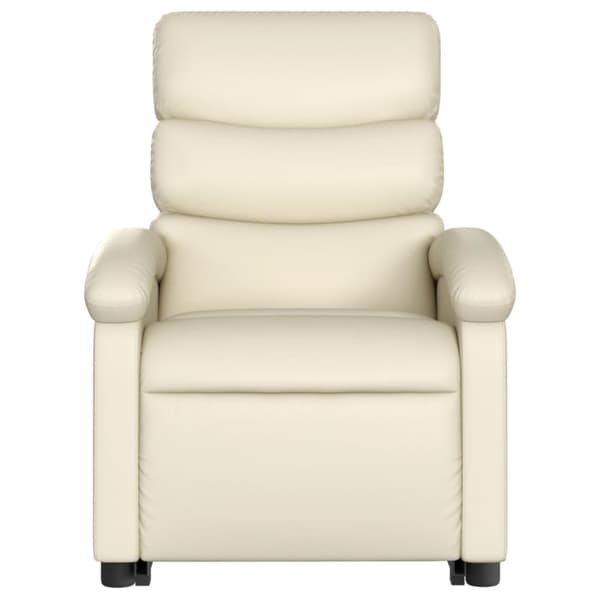 vidaXL Massagefåtölj med uppresningshjälp gräddvit konstläder