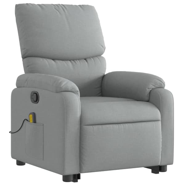 vidaXL Massagefåtölj med uppresningshjälp ljusgrå tyg