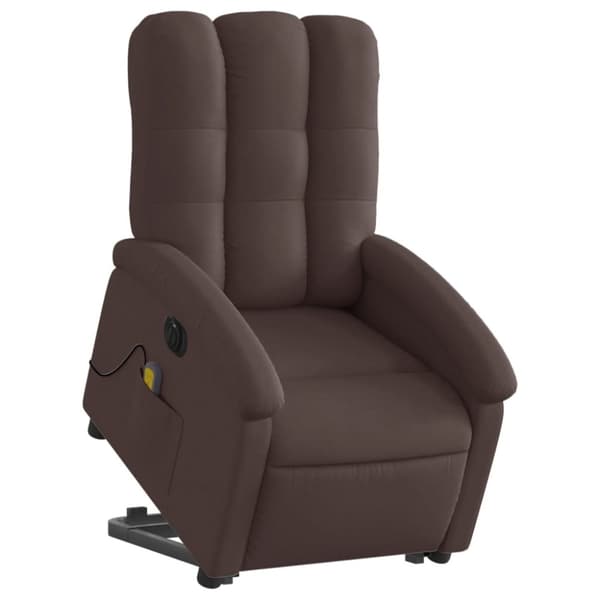 vidaXL Elektrisk massagefåtölj med uppresningshjälp mörkbrun tyg