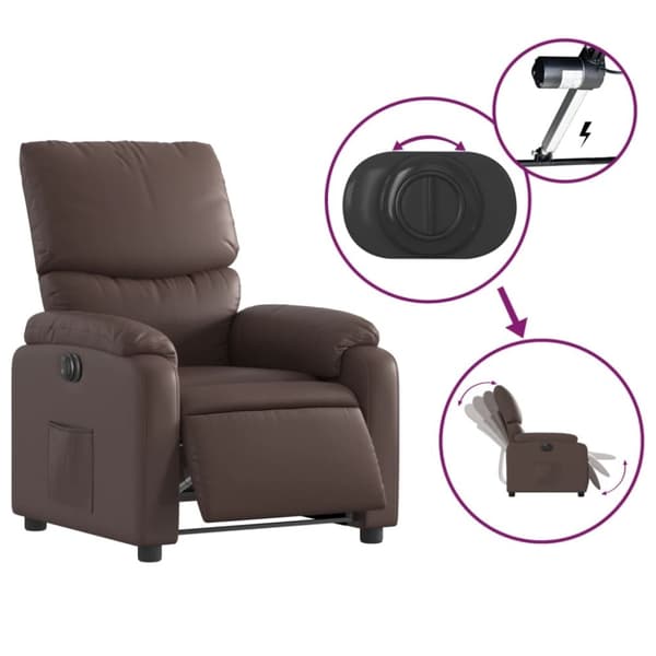 vidaXL Elektronisk reclinerfåtölj brun konstläder