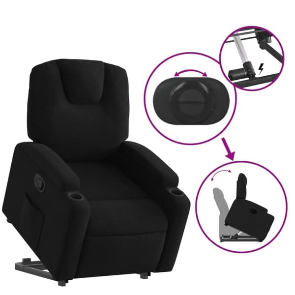 vidaXL Reclinerfåtölj med uppresningshjälp svart tyg