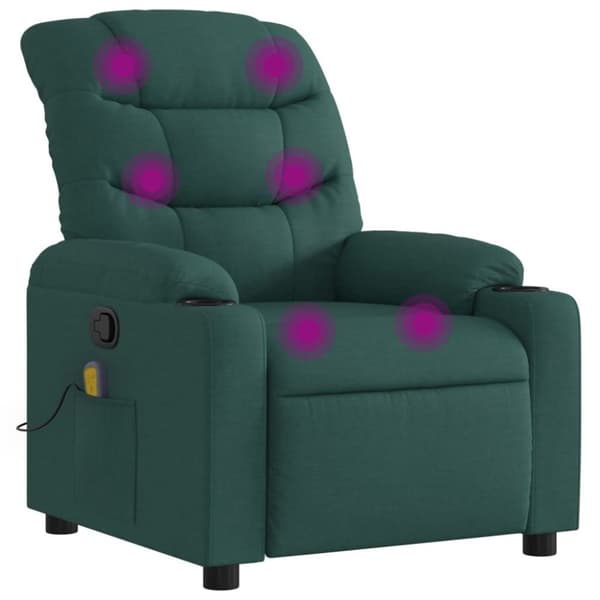 vidaXL Massagefåtölj mörkgrön tyg