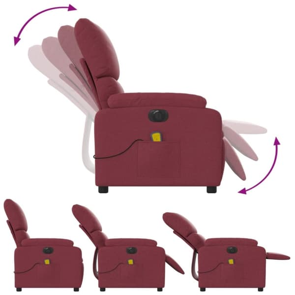 vidaXL Elektrisk massagefåtölj vinröd tyg