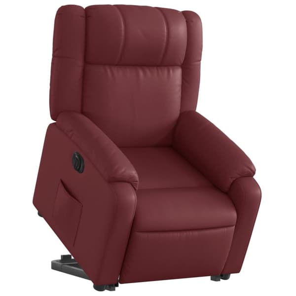 vidaXL Reclinerfåtölj med uppresningshjälp vinröd konstläder