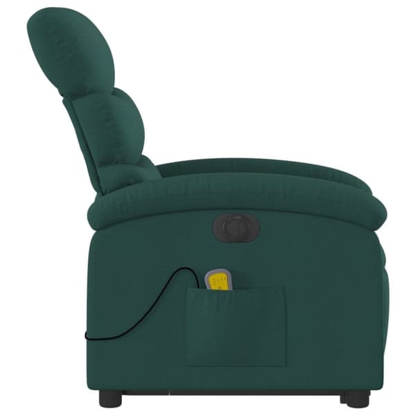 vidaXL Elektrisk massagefåtölj med uppresningshjälp mörkgrön tyg