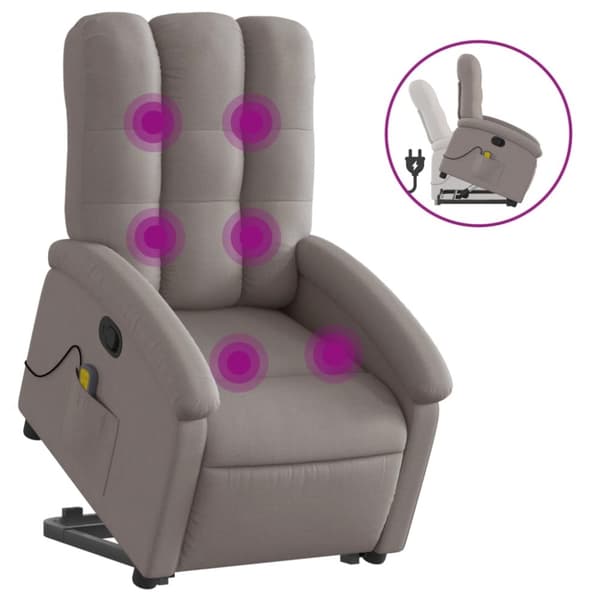 vidaXL Massagefåtölj med uppresningshjälp taupe tyg