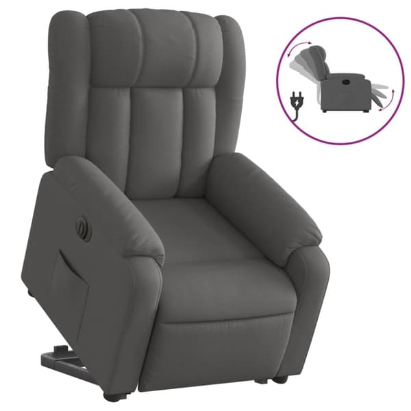 vidaXL Elektrisk reclinerfåtölj med uppresningshjälp mörkgrå tyg