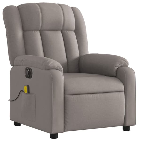 vidaXL Elektrisk massagefåtölj med uppresningshjälp taupe tyg