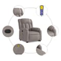 Miniatyrbild 8 av 11: vidaXL Elektrisk massagefåtölj med uppresningshjälp taupe tyg