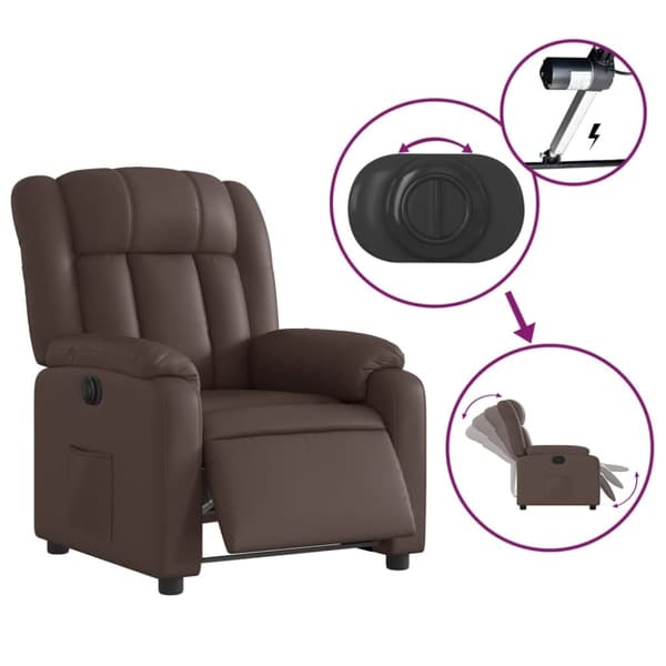 vidaXL Elektronisk reclinerfåtölj brun konstläder