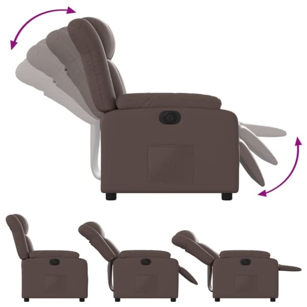 vidaXL Elektronisk reclinerfåtölj brun konstläder