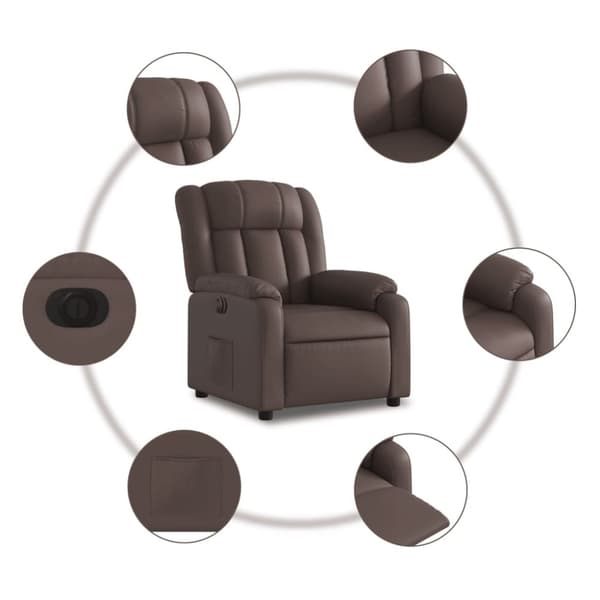 vidaXL Elektronisk reclinerfåtölj brun konstläder